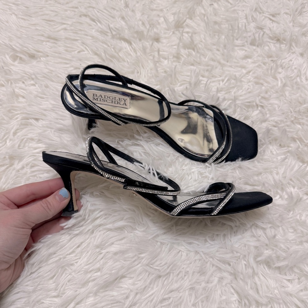 Badgley Mischka Black Strappy Heels Black Sparkly Heels Black Heels